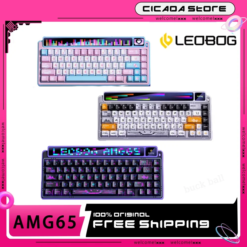 LEOBOG AMG65 Mechanical Keyboard Tri Mode Wireless Kyboards Custom TFT LED Screen RGB Hot Swap Gaming Keyboard PC Accessories