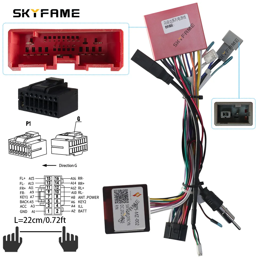 SKYFAME Car Android 16pin Wiring Harness Cable Canbus Box Adapter