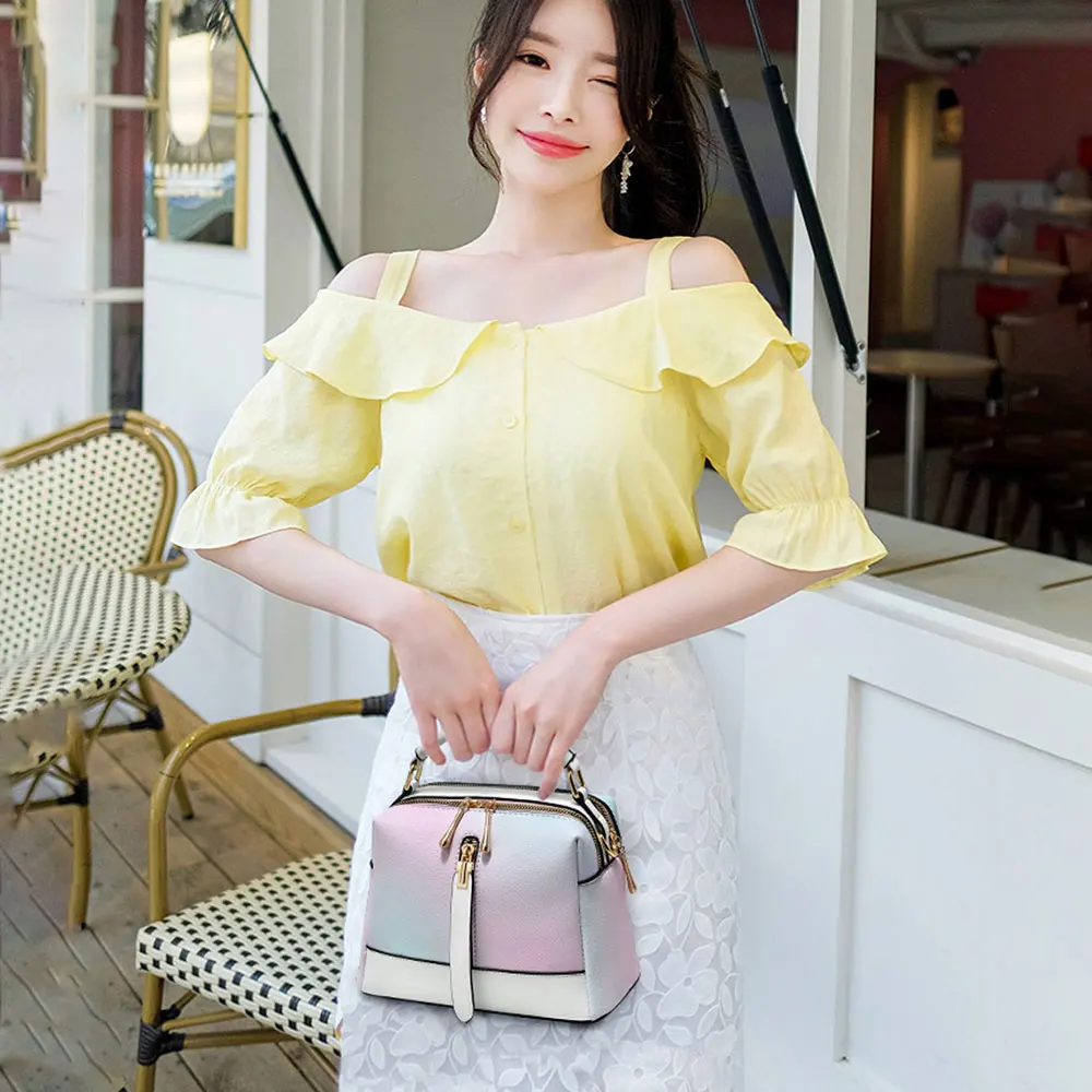 Simple Fashion Gradient Color Handbag For Women Girls Princess Niche Personality Luxury Design Commuting Shoulder Crossbody Bag