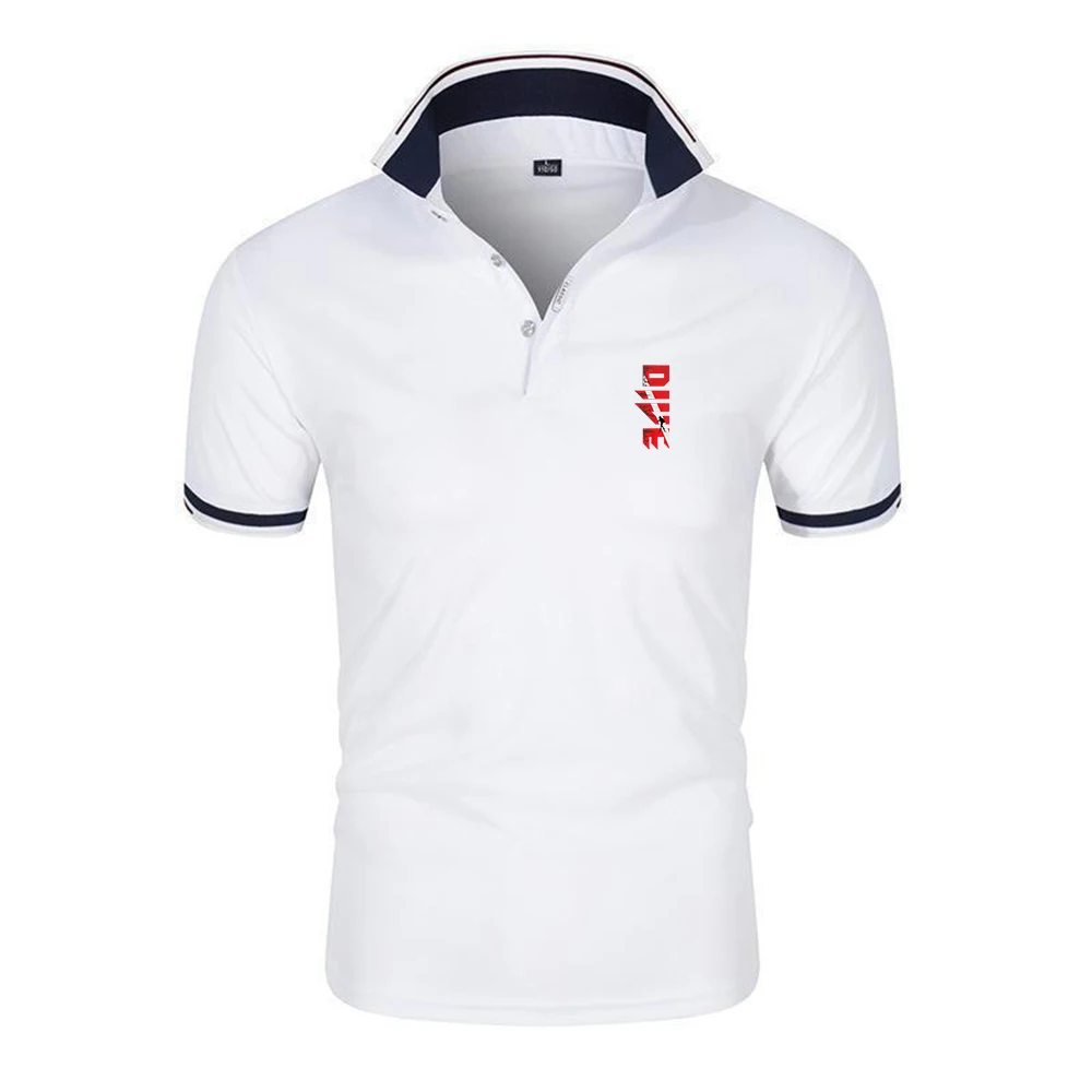 Scuba Diving Diver Down Flag Print 2025 Summer Men New Six-color Polo Shirt Business Casual Style Fashion Short Sleeve