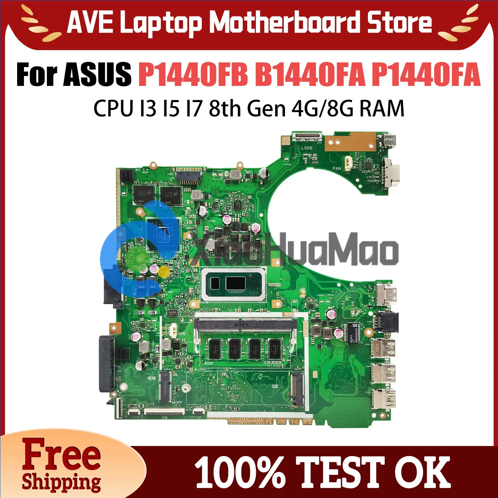 

P1440F Notebook Mainboard For ASUS PRO P1440FB B1440FA P1440FA Laptop Motherboard CPU I3 I5 I7 8th Gen 4G/8G RAM 920MX DDR4