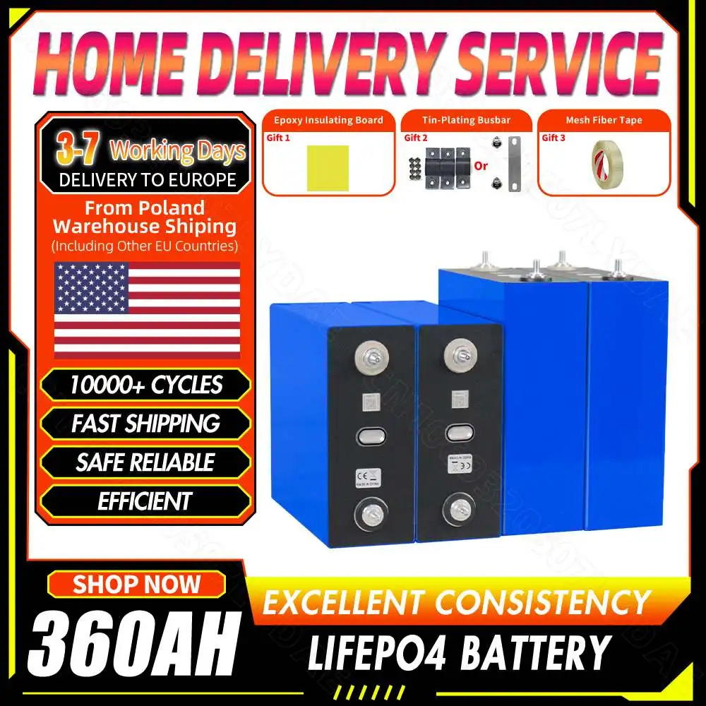 

НОВИНКА! Аккумулятор LiFePO4 3.2В 360Ач (США, в наличии) для самостоятельной сборки 12В 24В 48В для автодомов, электромобилей, лодок, гольф-каров, солнечных батарей, кемпинга. Солнечные элементы класса А.