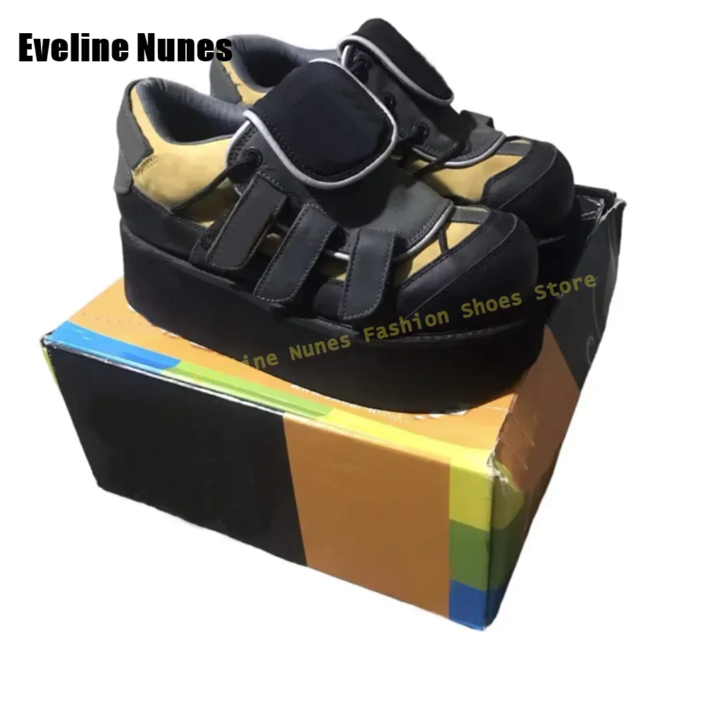 Black Gothic Punk Platform Sneakers for Streetwear Y2K Street Style 2026 Trend Women's Chunky Sole Hook and Loop Casual Shoes