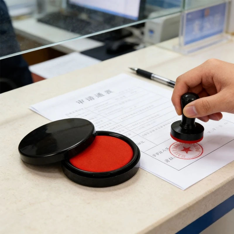 Almohadilla de tinta roja vintage para oficina y documentos, almohadilla de tinta con estuche redondo negro para firmas y sellos.