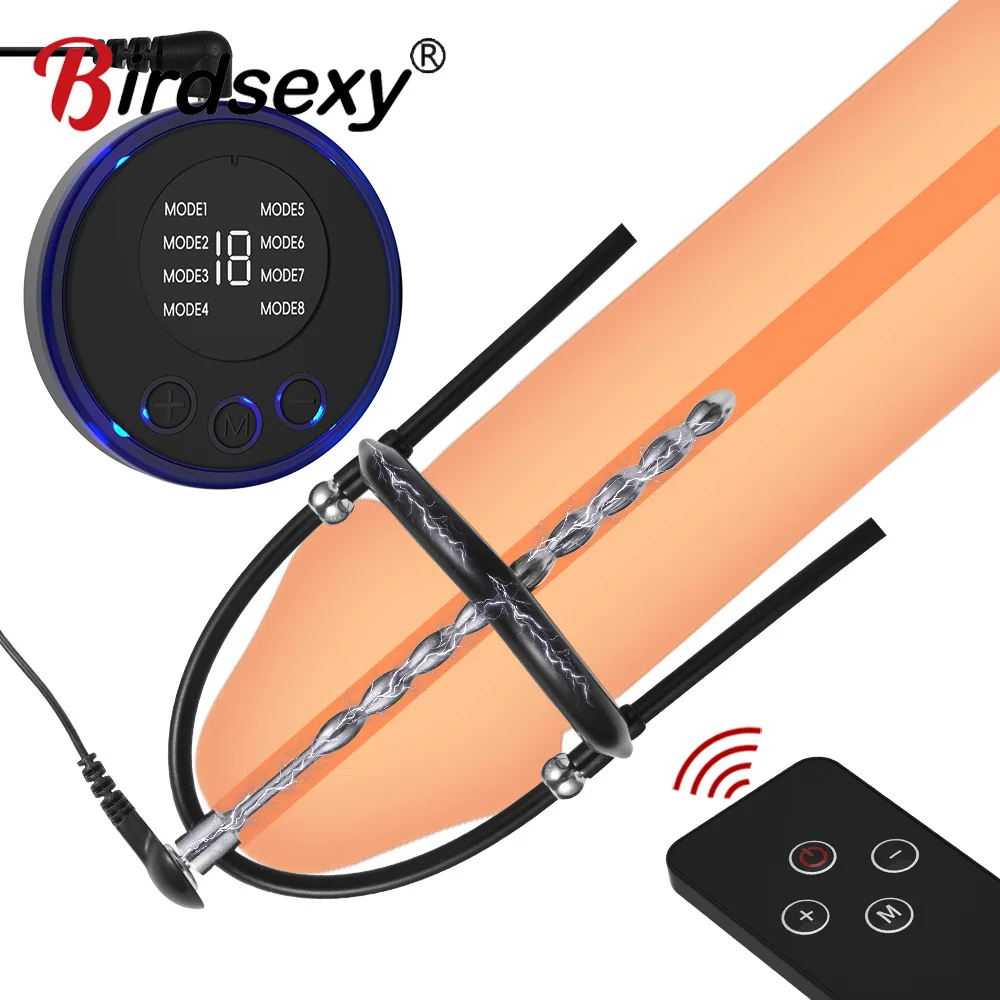 Electric Stimulation Urethral Dilator Shock Horse Eye Rod Silicone Penis Plug Man Masturbation Set Delayed Ejaculation Sm Toys