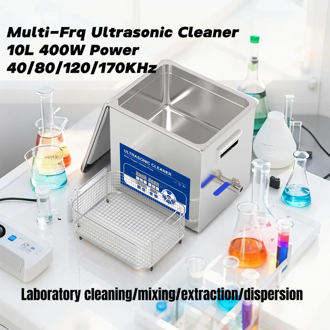 Granbo 10 Liter Multi-Frequency 40/80/120/170KHz Ultrasonic Bath for Precision Instruments, Laboratory, and Research Use