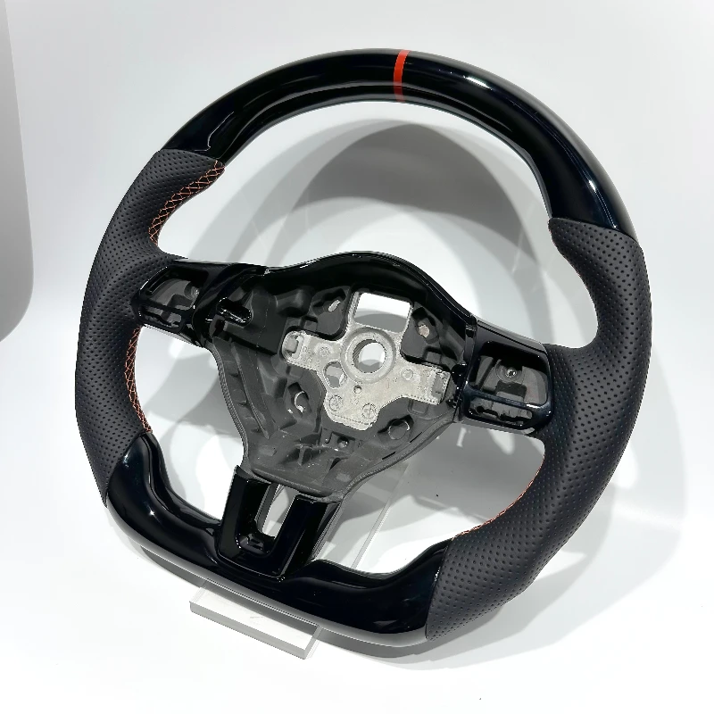 Custom Carbon Fiber Steering Wheel Piano Black Car Perforated Leather Steering Wheel Suitable For Volkswagen MK6MK7 Passat B7 B8