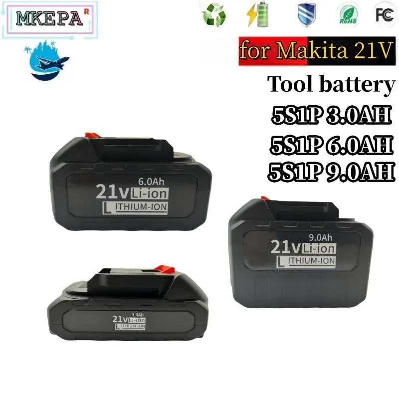 21V 9AH 6AH 3AH Electric drill, screwdriver, durable lithium battery,for Makita 21V series electric tool high voltage water gun