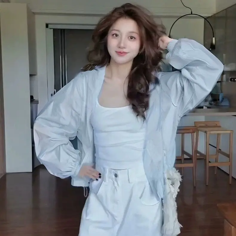 Fashion screen Coat Women 2026summer New Clothing Ladies Thin Large Size Outwear Casual Hooded Overwear