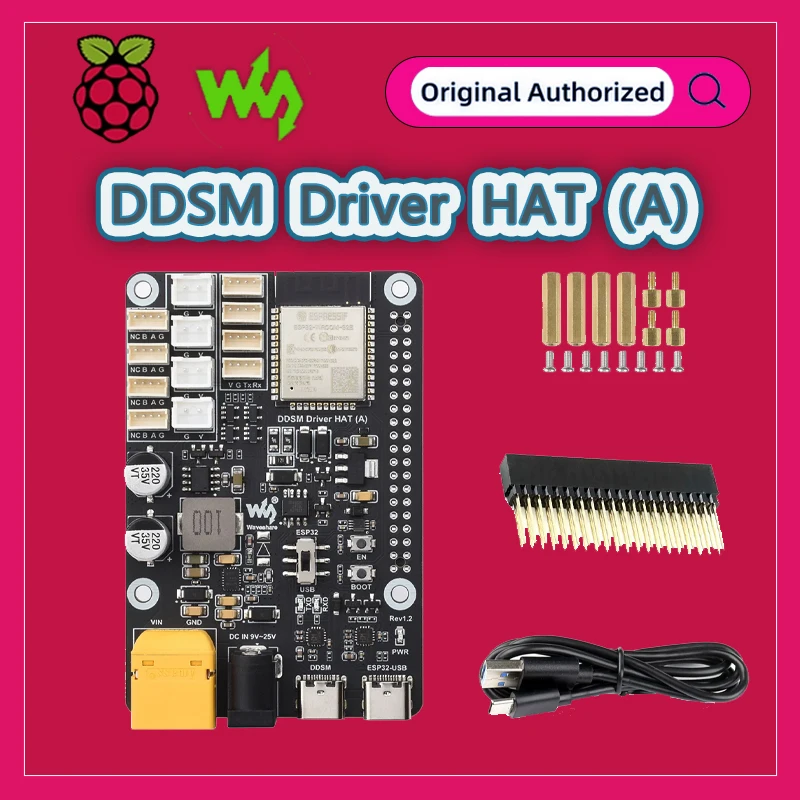 Waveshare Direct Drive Servo Motor Driver Board, DDSM Driver HAT (A),  Integrates ESP32 and Control Circuit ESP Now Support