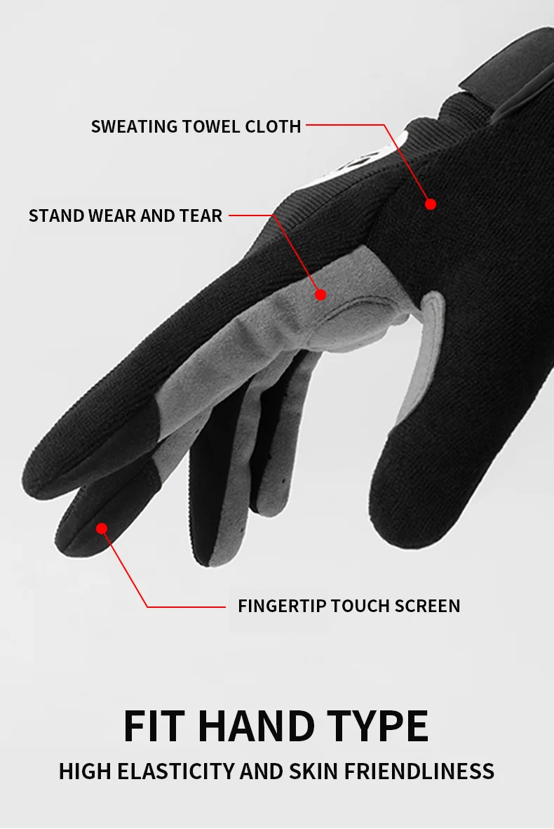 Fahrradhandschuhe für Herren und Damen Touchscreen-fähig Stoßdämpfend Dicke Handflächenpolsterung Rutschfest Atmungsaktiv Mountainbike-Handschuhe – Detail 5