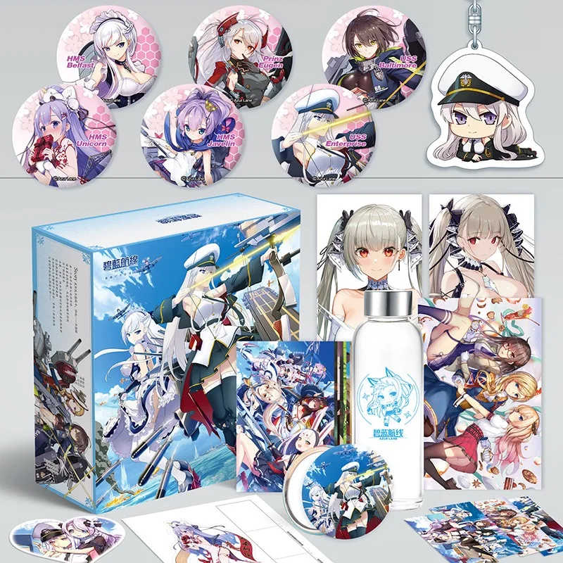 Imagem -04 - Nova Chegada Jogo Azur Lane Bolsas de Presente Sorte Foto Imagem Álbum Coleção Brinquedos com Cartão Postal Cartaz Crachá Adesivos Marcador 2023