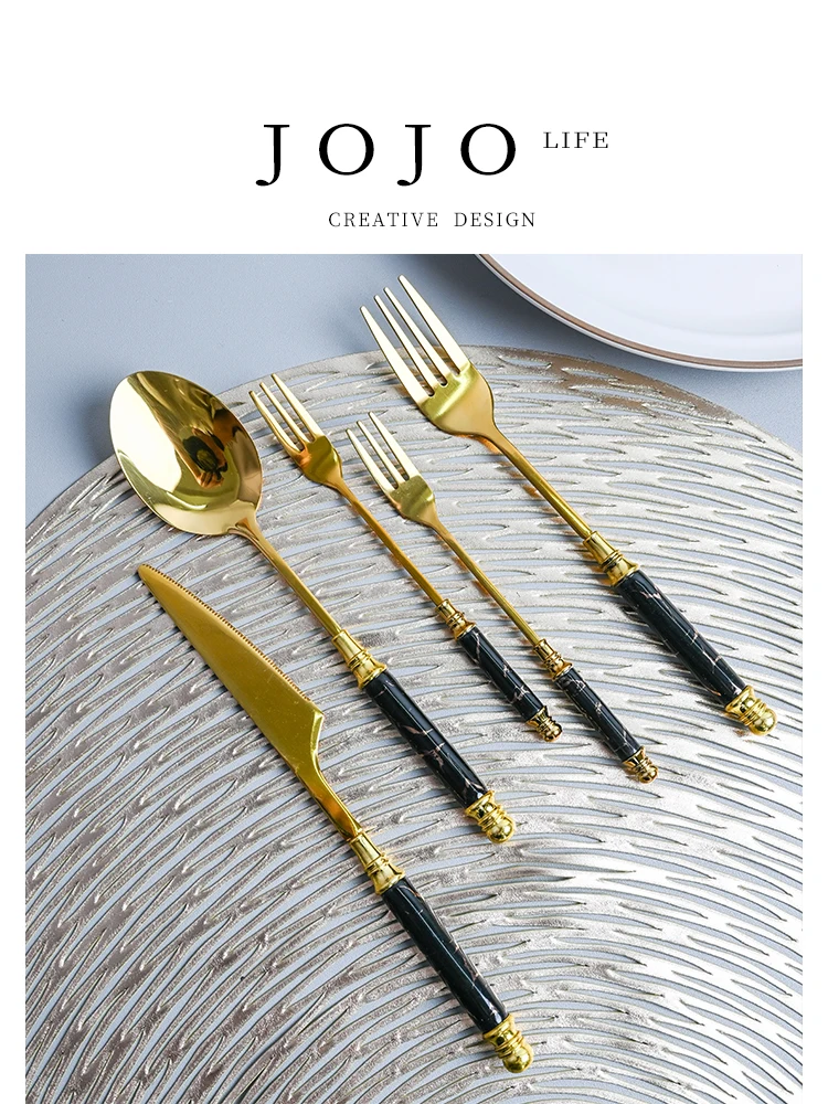 

Creative Marble Pattern Stainl Steel Cutlery Set Home Use Dinnerware Cloud Design Fork Knife Spoon Modern Retro Sle