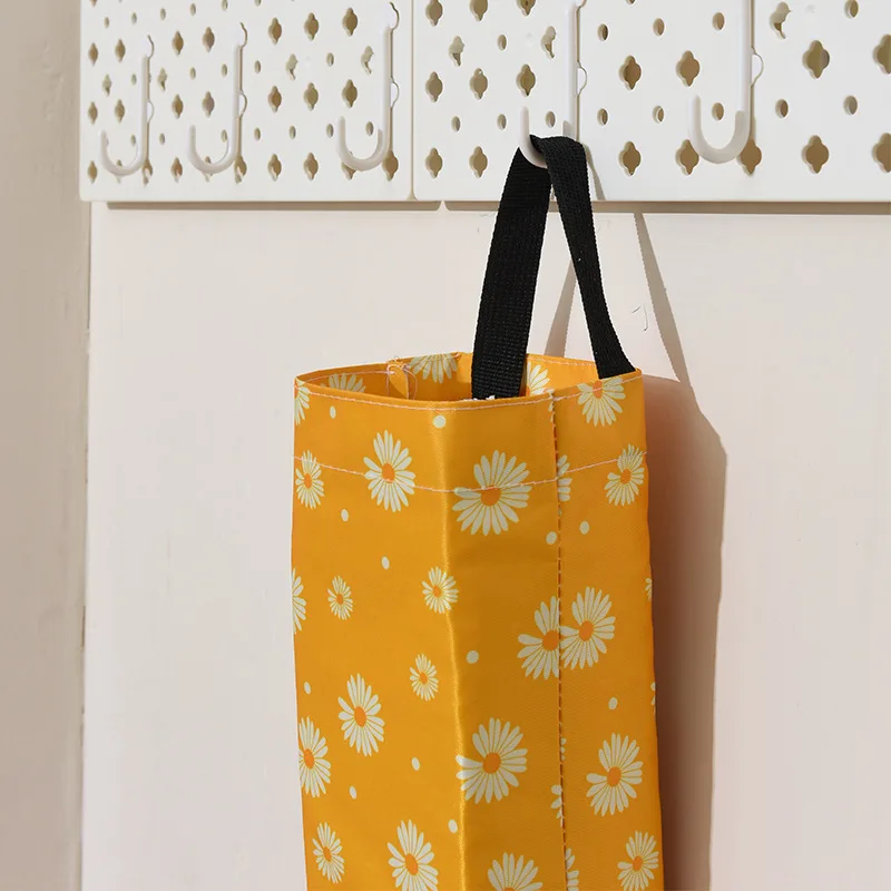 Hanging Trash Bag Storage Holder Waterproof Polyester Garbage Bag Organizer Dispenser Bottom Opening for Kitchen Socks Underwear