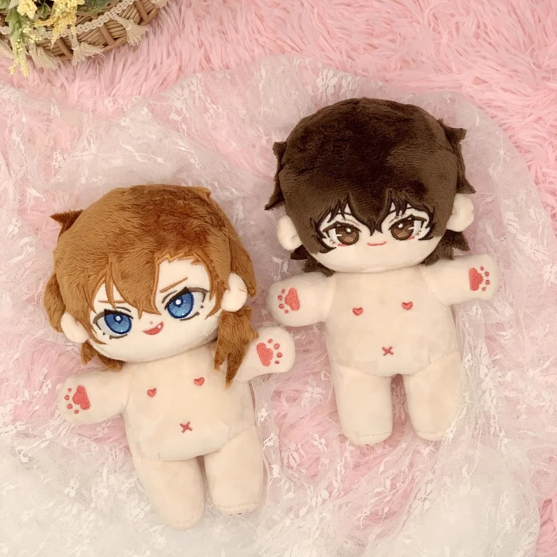 In-stock Bungo Stray Dogs 20CM Dress-up Plush Dolls Dazai Osamu Nakahara Chuuya Cotton Stuffed Toys Anime Peripheral Collectible