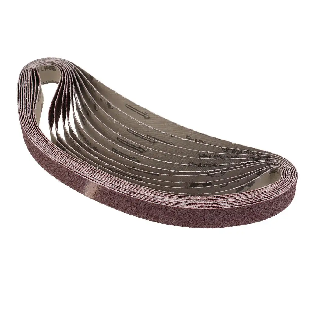 10 Buah Sabuk Pengamplasan Abrasif 36-600 Grit 25X762Mm Penggiling Sander Pekerjaan Kayu