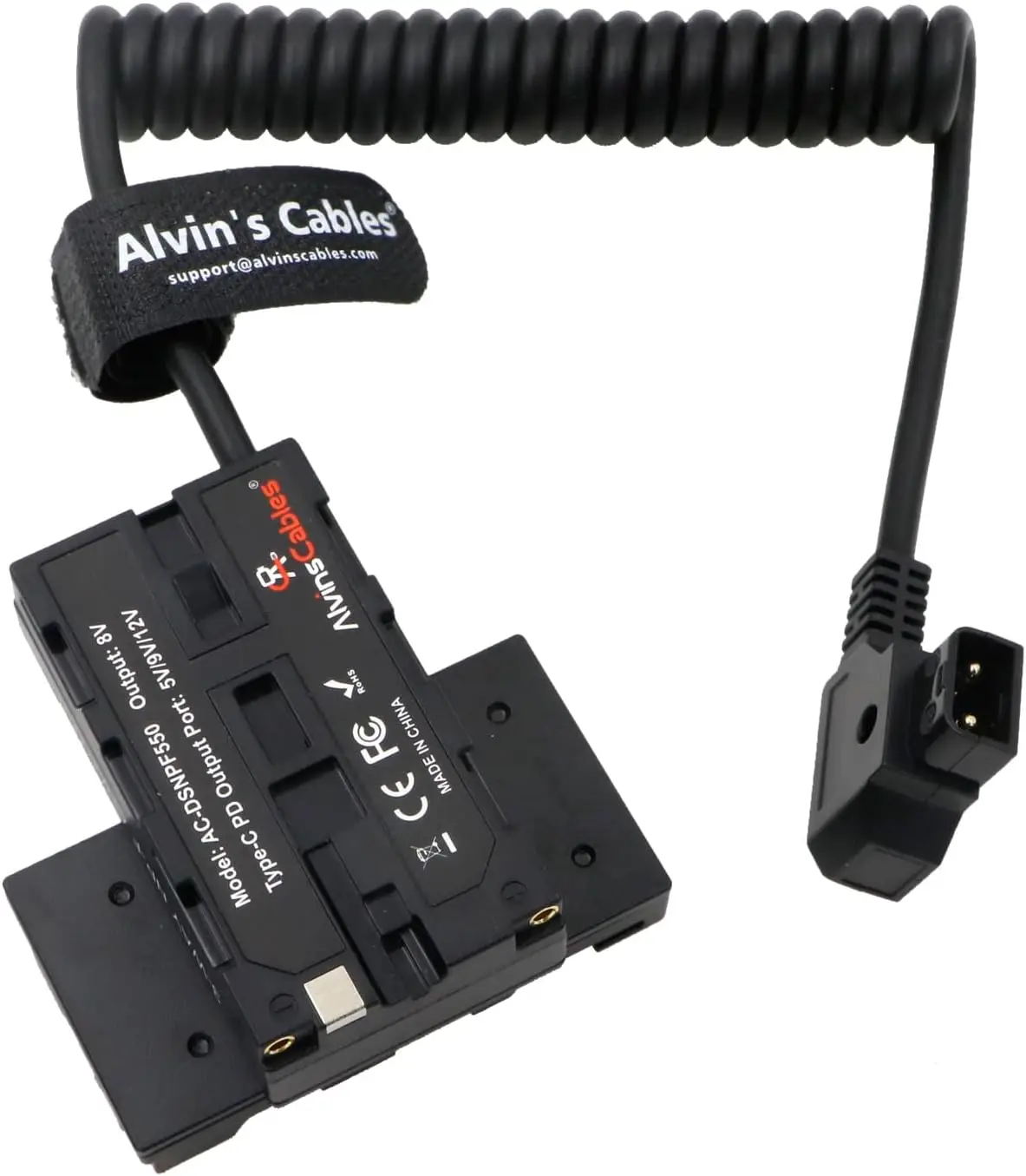 Alvin's Cables D-Tap to Dual-Sided Cross-Shaped NP-F Dummy Battery with USB-C PD Power Cable for Atomos| SmallHD Monitor, Wirele