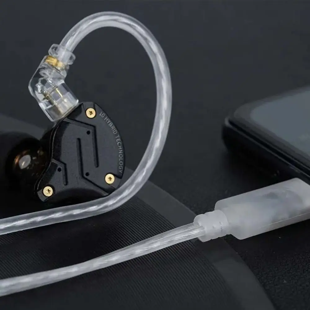 

Silver-Plated KZ Headphones Cable Gold-plated Pin Upgrade Cable KZ Type-C Cord With Mic 0.75MM 2PIN Earphone Wire Replacement