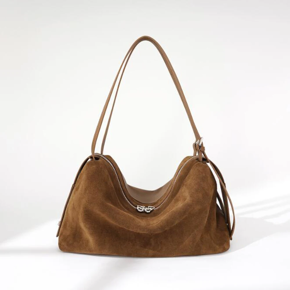 

Простой дизайн, зимняя сумка-тоут Boston, двойного назначения, мягкая матовая замшевая женская сумка из коровьей кожи, сумка через плечо