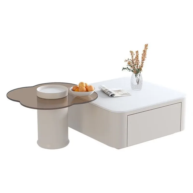 

Slate, square slate, high-end coffee table, flower glass