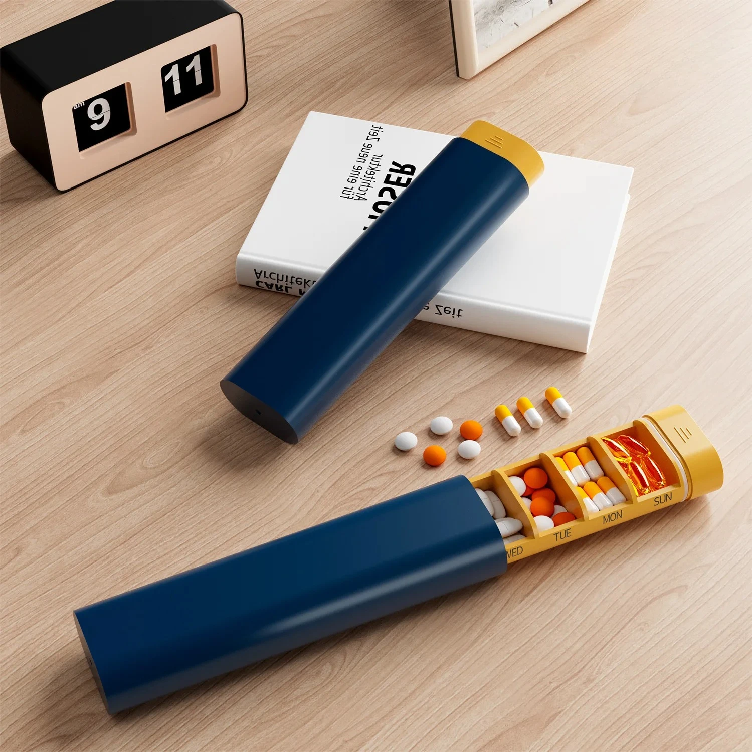 New Portable Weekly 7 Day Pill Box Organizer Daily Container Pill Cases for Medicines Vitamin Fish Oils or Supplements