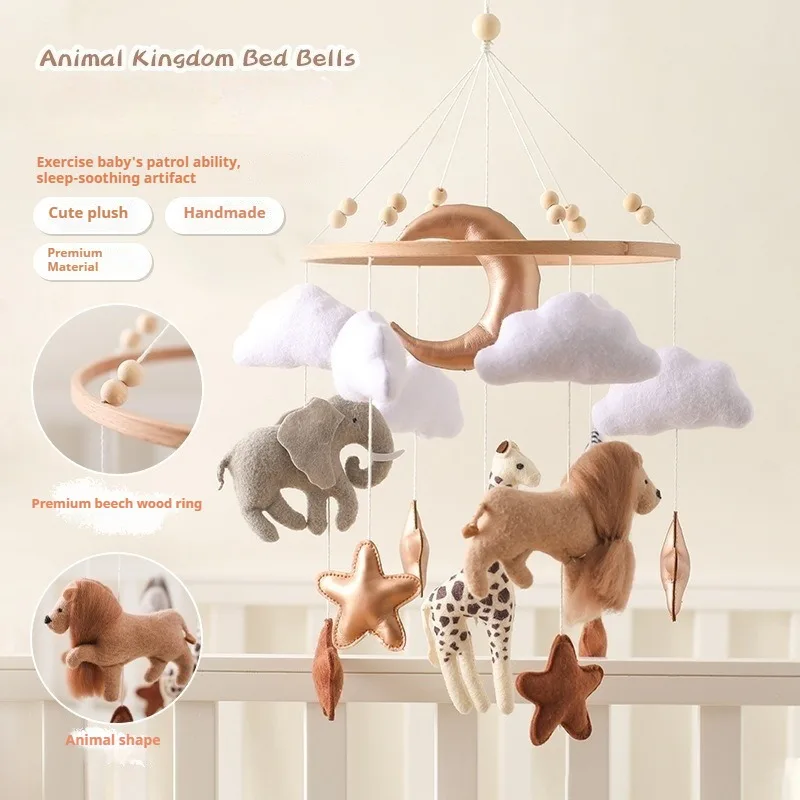 

Crib Mobile Bed Bell Wooden Baby Rattles Soft Felt Cartoon Animal Bed Bell Newborn Hanging Toy Crib Bracket Baby Gifts