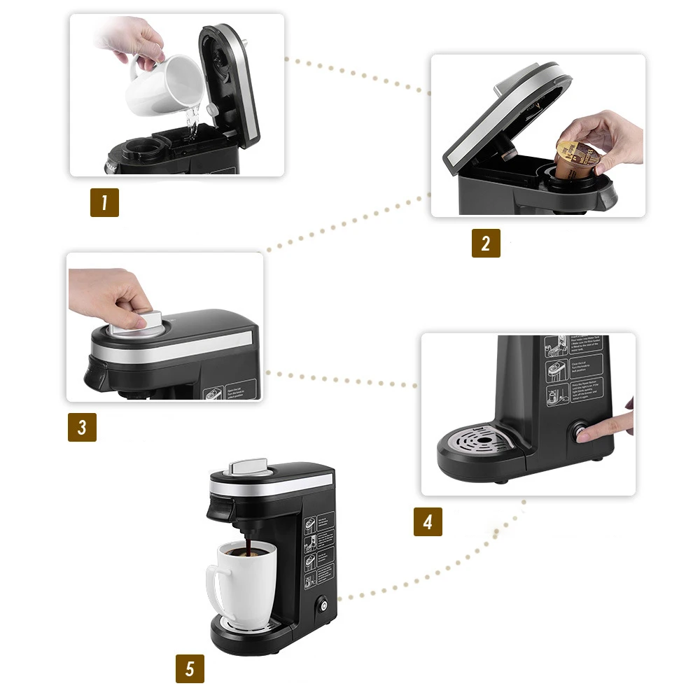 Portatile Mini Household Outdoor Automatic Brewer Capsule 2 In 1 Single Serve K Cup Coffee Maker Machine