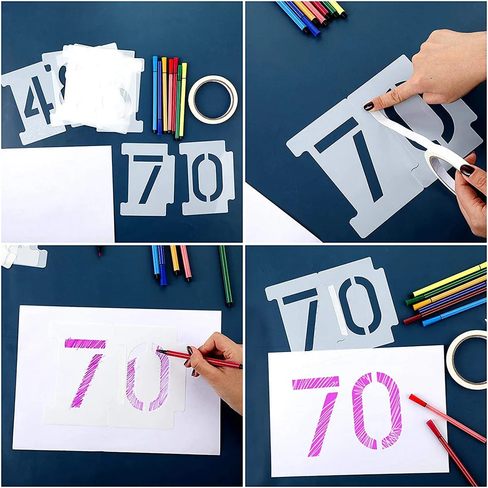 10 pçs número oco desenho estênceis modelos reutilizáveis para porta de parede de madeira diy decoração arte artesanato moldes estênceis