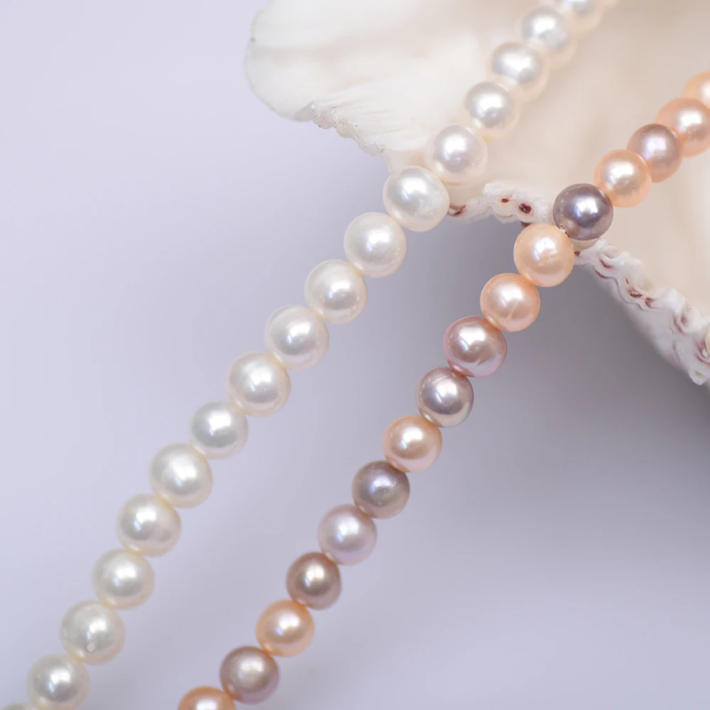 7-8mm 5A Natural Freshwater White High Quality Pearl Mix Color Bead  Round Women Jewelry Make DIY Necklace Bracelet Accessories