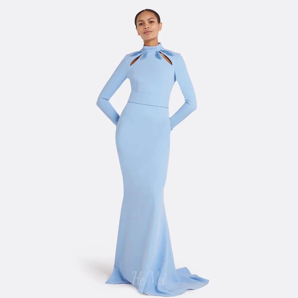 

Customized Classic Elegant Party Gowns Long Sleeve Crystals Evening Gown Mermaid New Prom Dresses Vestidos De Novia