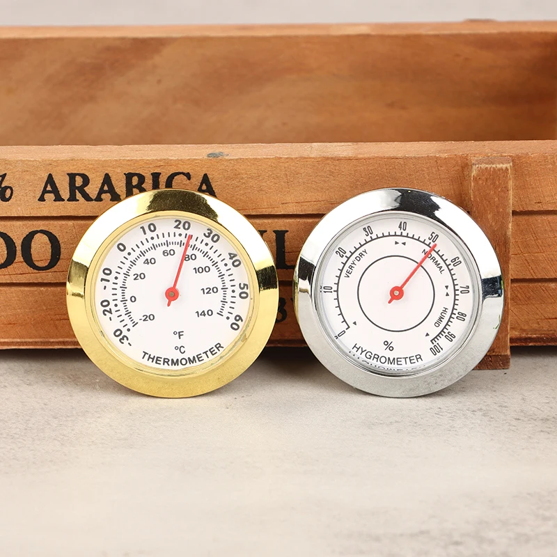 Round Thermometer Hygrometer Inlaid Clock Gall Temperature And Humidity Meter To Measure Tea Boxes