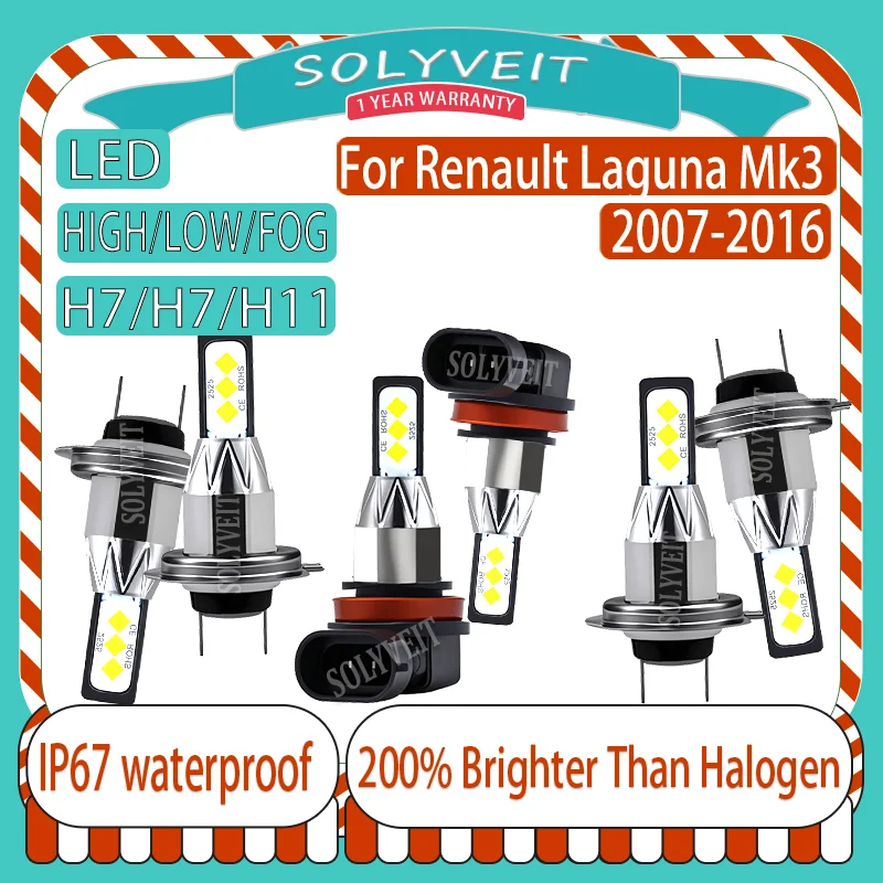 

reliable Power Saving Instant On H7 H7 H11 LED Headlight foglight For Renault Laguna Mk3 2007 2008 2009 2010 2011 2012 2013-2016