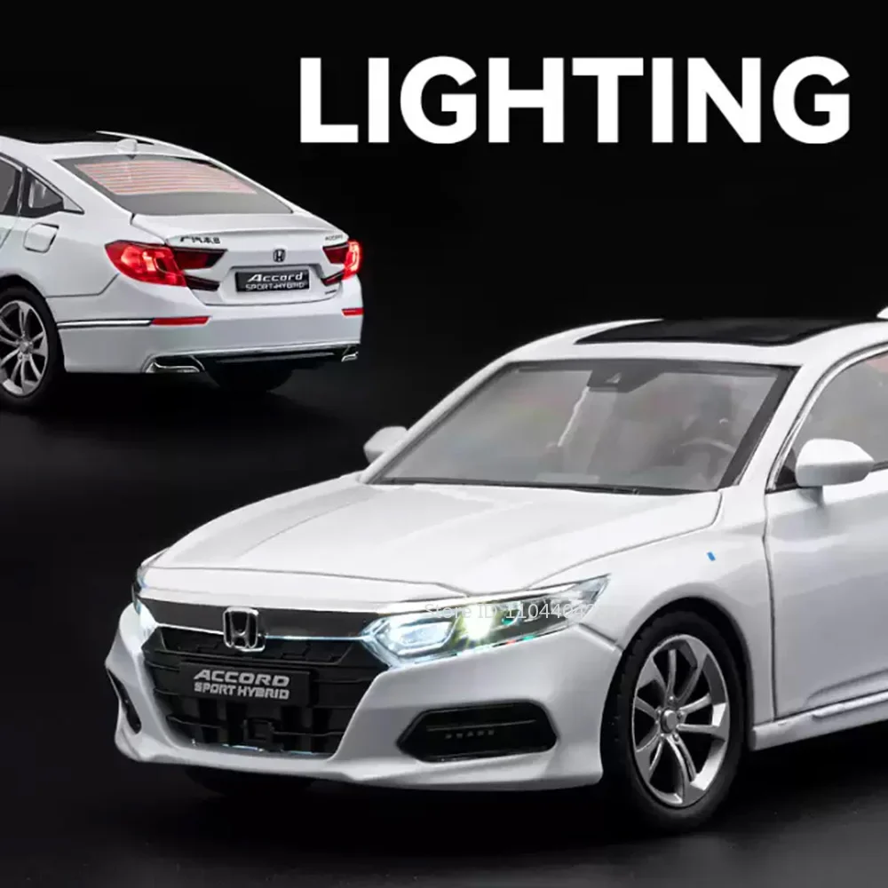 1:24 Honda Accord Modellen Speelgoed Legering Diecast Auto's Voorwiel Stuurdeuren Geopend Geluid Licht Trek Voertuigen Vriend Geschenken