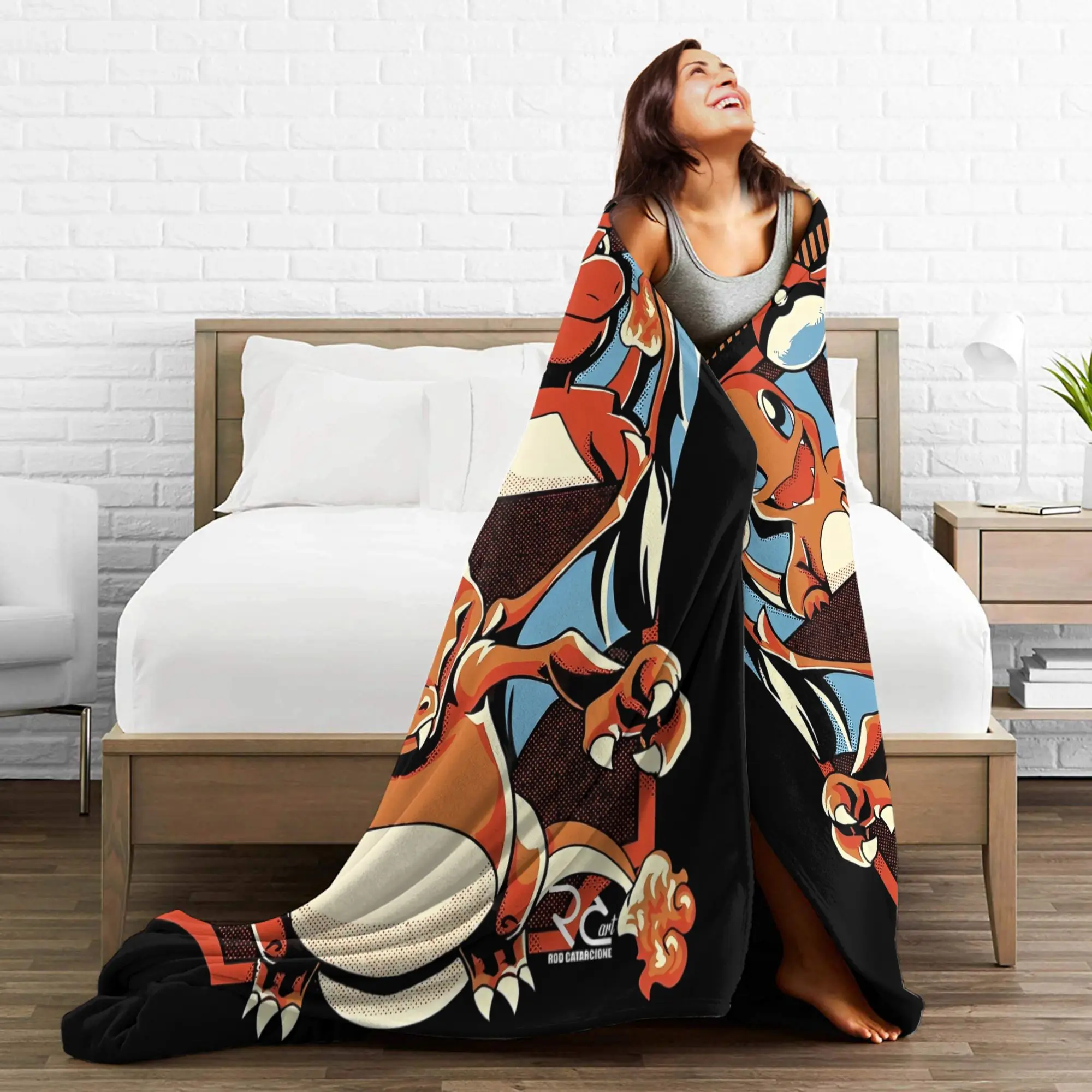 البوكيمون المرجان الصوف أفخم رمي البطانيات Charmander Charmeleon Charizard بطانية للفراش الأريكة الدافئة أفخم رقيقة لحاف ،