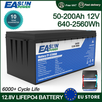 EASUN POWER LiFePO4 Battery 50AH 100AH 200AH 12V 24V BMS Rechargeable Lithium Bateria Pack for Camping Car Solar No Tax