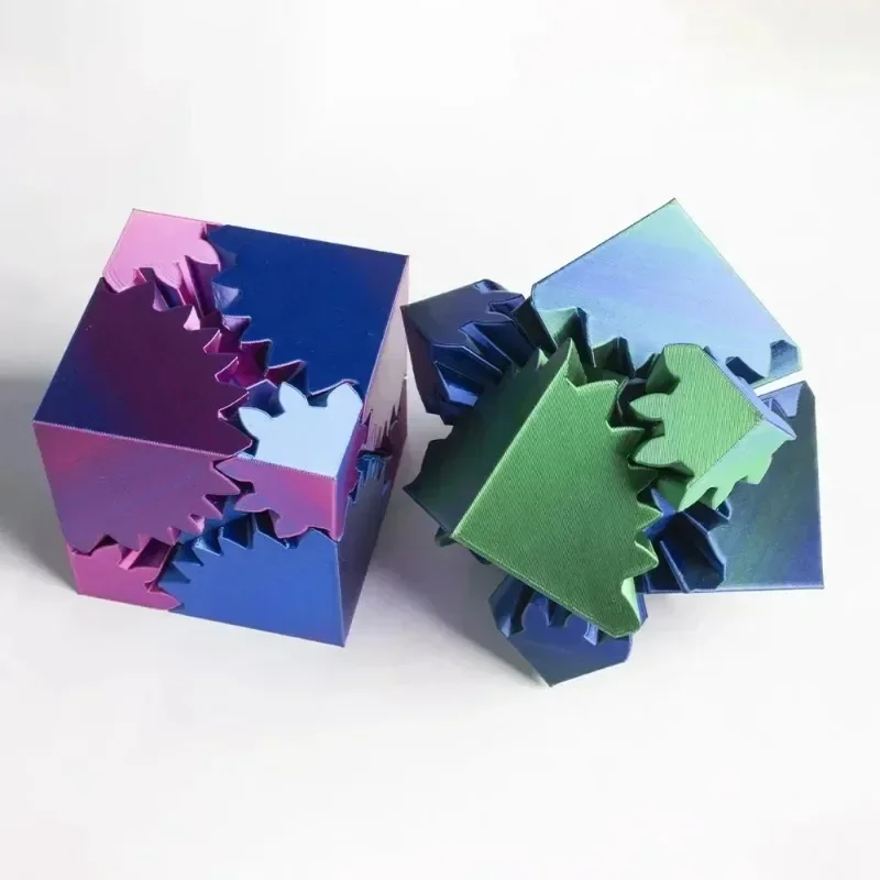 Decorazione del desktop Cubo stampato in 3D Giocattoli Gear Ball Cubo antistress rotante Giocattoli rilassanti antistress
