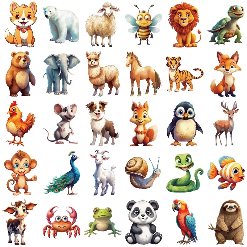 Pegatina de animales del zoológico para niños, calcomanías de dibujos animados, juguete para portátil, guitarra, teléfono, viaje, Kawaii, regalos para niños, venta al por mayor, 50 piezas