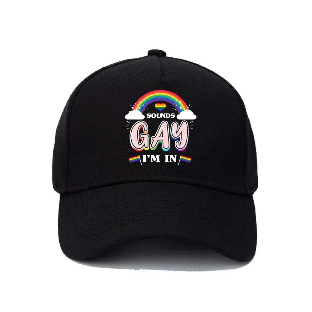 Baseball Cap Sounds Gay I'm In Rainbow Heart Cloud Graphic Pride Hat Men Women Adjustable LGBTQ Pride Parade Gift
