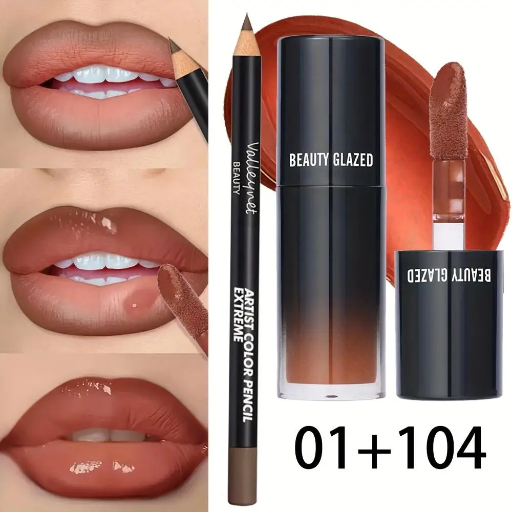 2-piece Lip Gloss and Lip Liner Set, Nourishing and Moisturizing,Natural Lip Oil for Women, Lightweight and Long-lasting