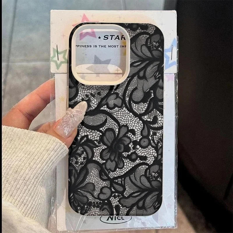 حافظة شخصية من الدانتيل الأسود بنمط إبداعي لهاتف Realme 15 14 13 12 11 9 Pro Plus 10 8 5G C53 C51 C63 C55 C35 C65 C21Y C25Y