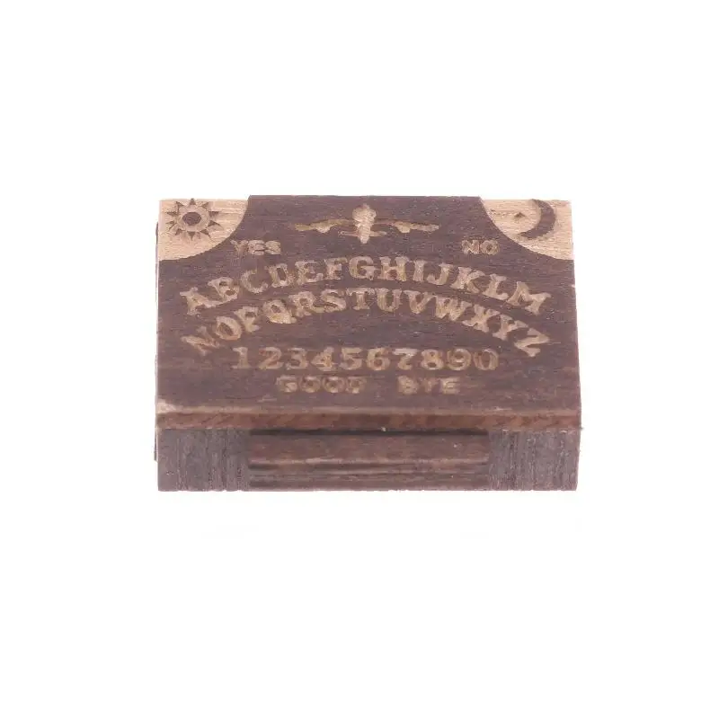 Retro Mini Holz-Ouija-Brett mit Schublade, Miniatur-Spirit-Brett, Mikrolandschafts-Szenen-Ornament, Heim-Desktop-Dekoration – Detail 8