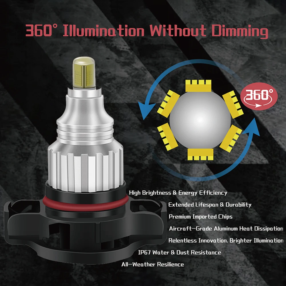 2 قطعة/المجموعة ملحقات مصابيح الضباب التلقائي لميني كوبر F55 F56 360 °   لمبة المصباح LED للسيارة الأوتوماتيكية PS24W H16(EU) 5201 5202