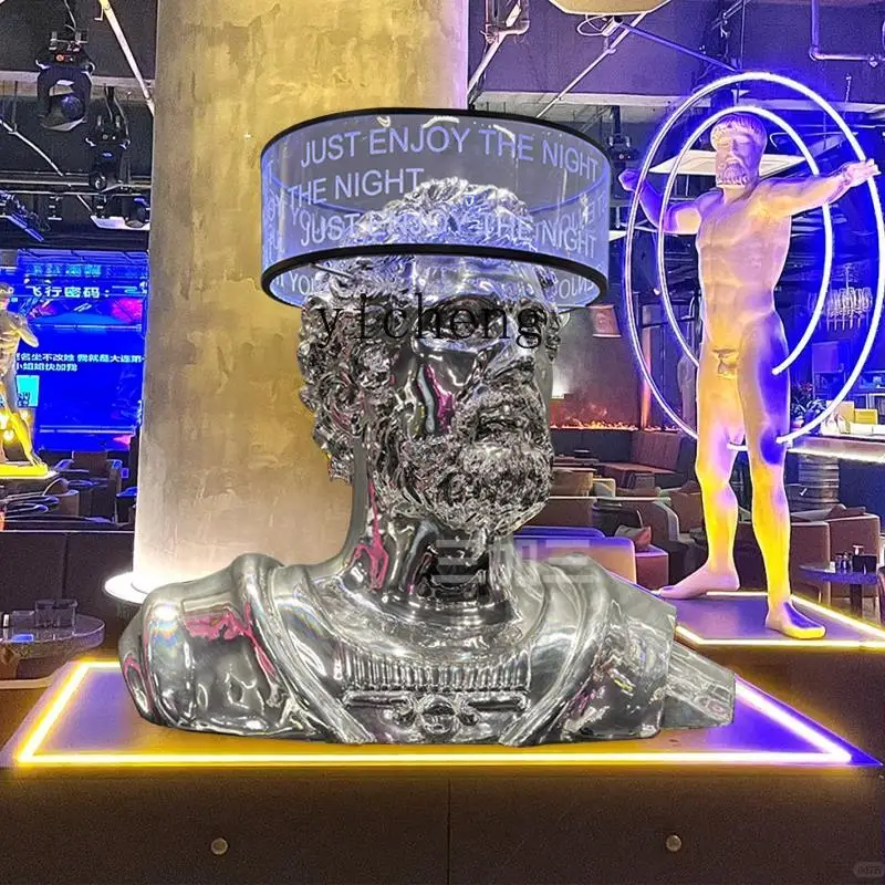 BJ-12   Bar Soft Decoration Character Sculpture Cyberpunk Restaurant Large Head Glowing Ornament