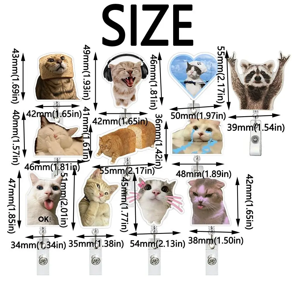 2 шт. подарок забавный брелок с котом портативная серия мемов выдвижной держатель для бейджа телескопическая декоративная сумка с котом кулон декор для карт