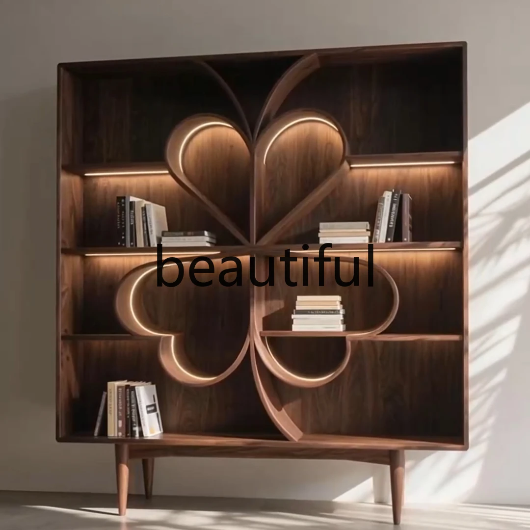 New Chinese ebony bookcase special-shaped butterfly bookshelf study solid wood living room large bookcase