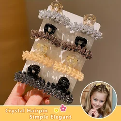 4/8 Pieces of Children's Affordable Luxury Rhinestone Small Hair Clips, High-End Little Girl's Half-Up Hair Shark Clip for the Back of the Head