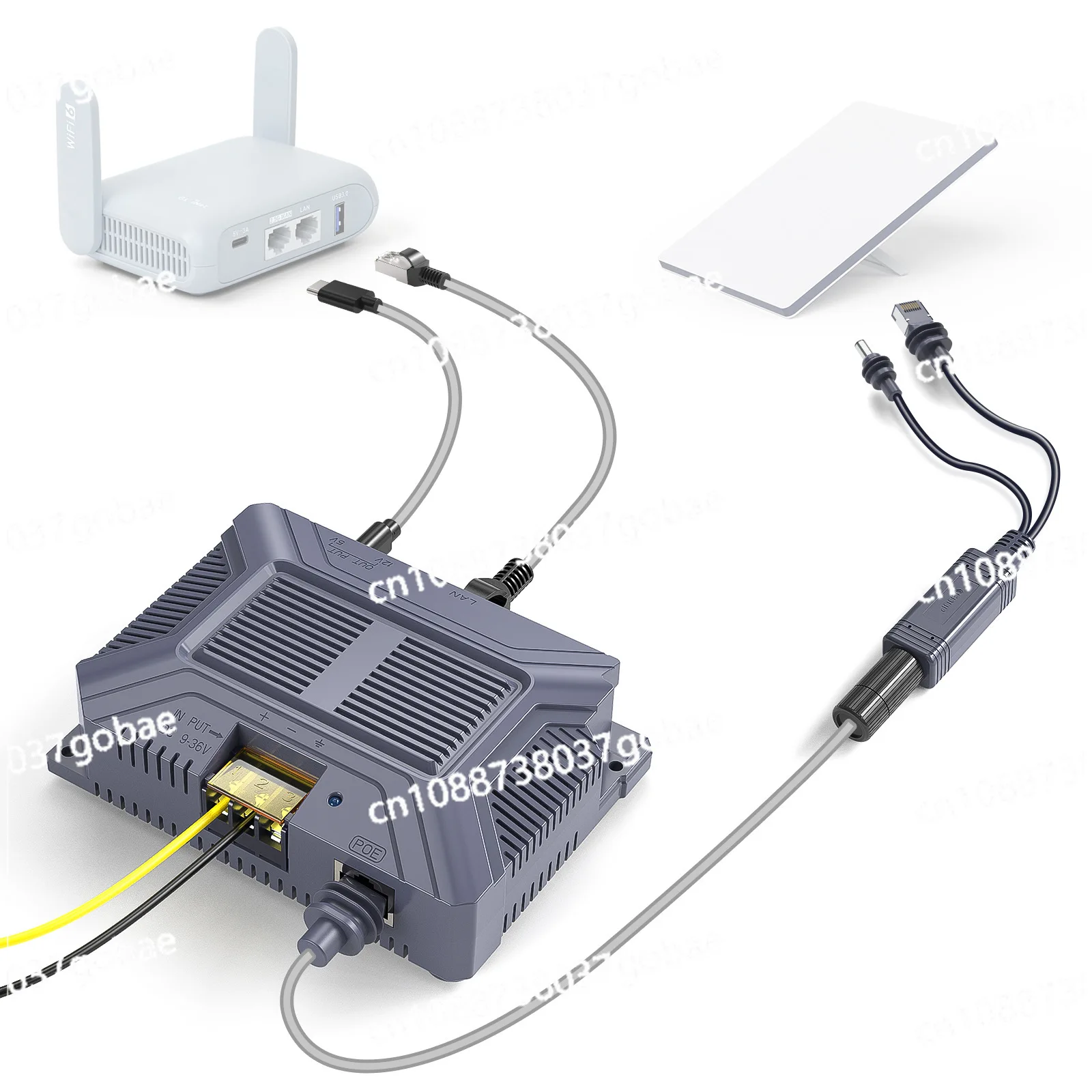 5 in 1 PoE Injector 200W Internet Compatible Device with Type-C and USB Output