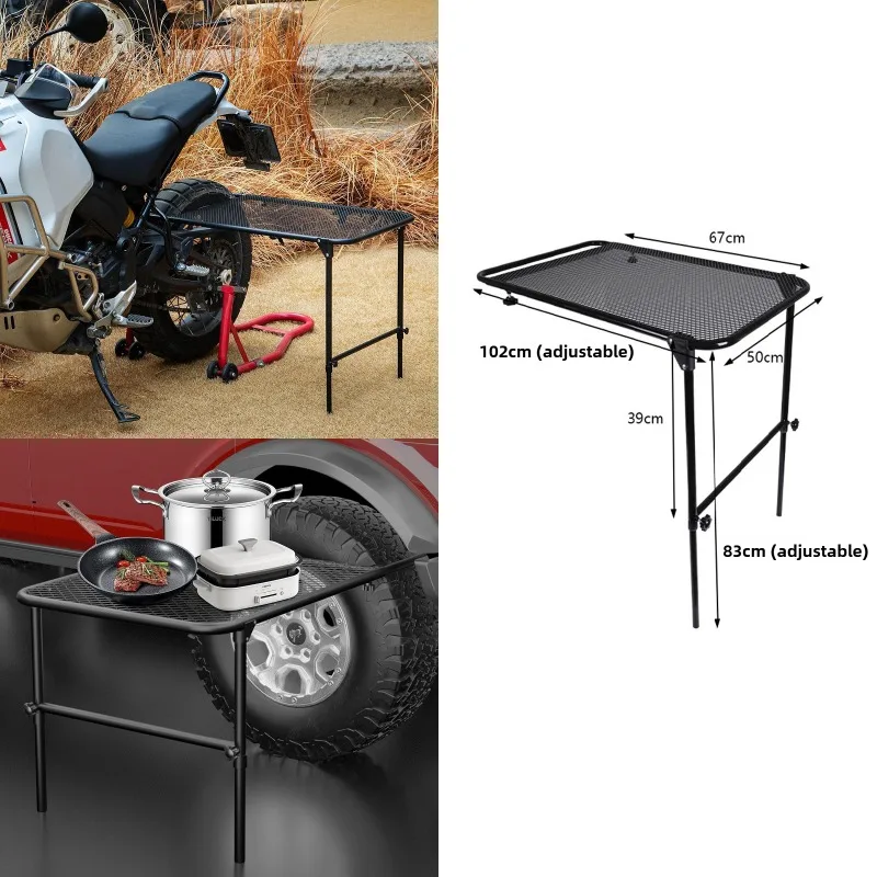 RV Camping Table Tire Desk Alloy Steel Portable Folding Outdoor Travel Working Picnic Vehicle Wheel Table Board Use On Tires