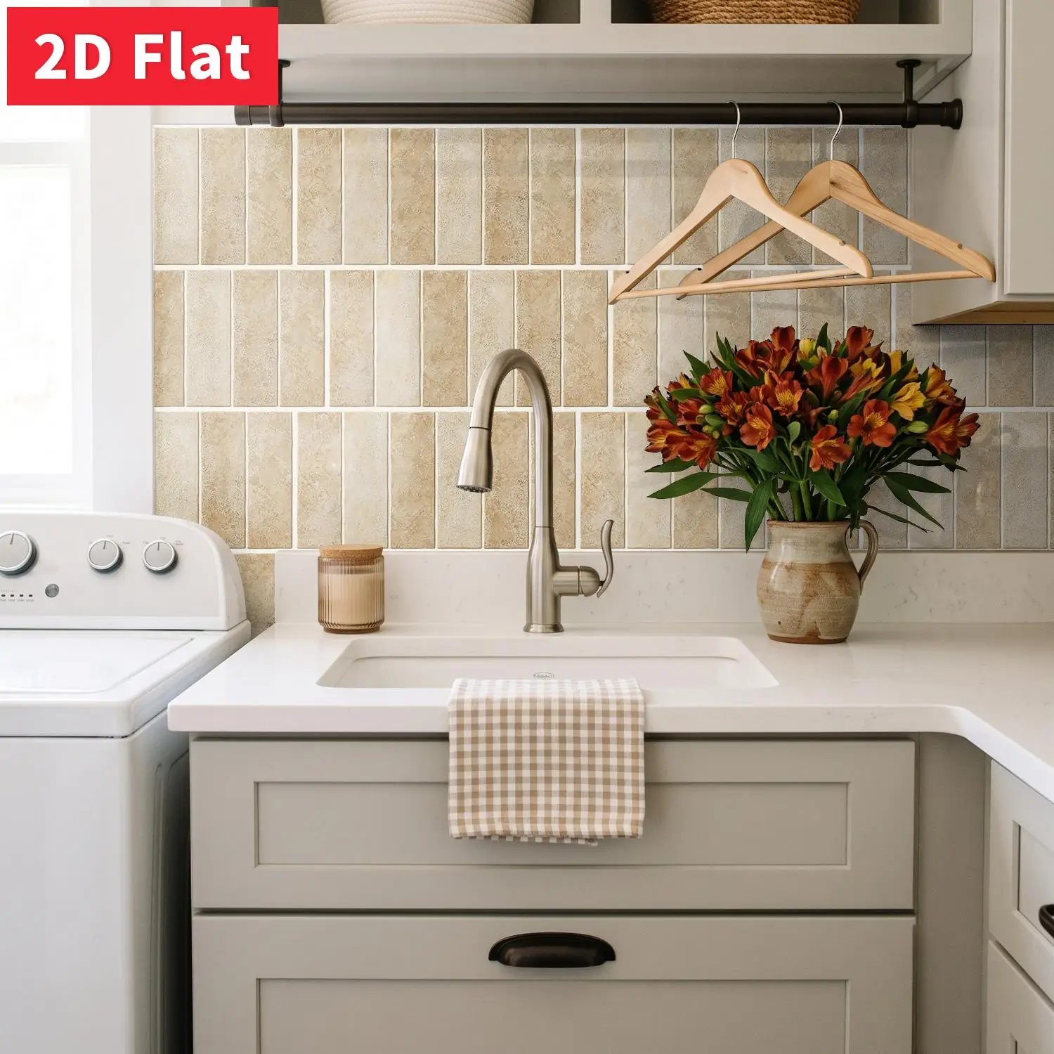 Ivory Cream Subway Tile Sticker 11.81x5.91 inch Self-adhesive HD Pattern Easy Install Bathroom Wall Decal
