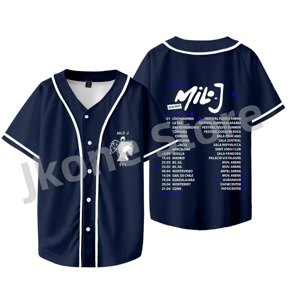 Milo J Tour Merch Baseball Jacket New Logo Merch Women Men Fashion Casual Short Sleeve Tee